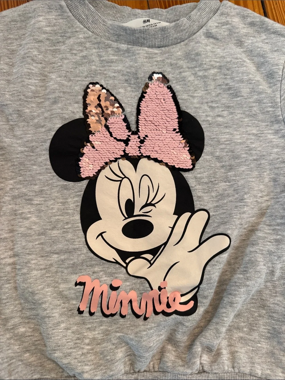 H&M Gray Sweatshirt with Pink Sequin Minnie